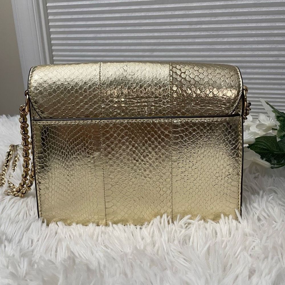 TORY BURCH Gold Leather Python Embossed‎ Shoulder… - image 3